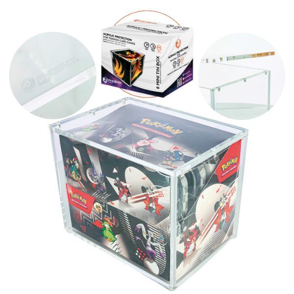 Phoenix Shield Protection Acrylique pour Display de 8 Mini Tin Pokémon